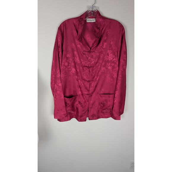 Bloomingdales Asian 3 Peice complete Vtge PJ's with bag Sz M never worn Magenta - Picture 11 of 15